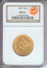 1879 ( 1879-P ) $10 Liberty Eagle Ngc Ms61 Gold Coin Ms-61 Scarce Date P.Q. !