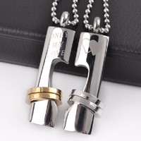 Partnerkette ONLY MY LOVE Edelstahl 2 Partner Anhänger Ringe Ketten silberfarbig