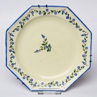 Wandteller Keramik Fayence handbemalt Keller & Guerin Luneville France um 1840