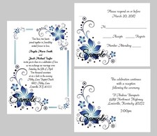 Royal blue wedding invitations ebay