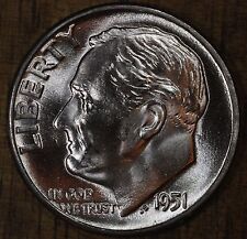 1951 P Roosevelt Dime Ch Bu Luster! 90% Silver Us Coin Free Shipping