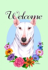 Garden Indoor/Outdoor Welcome Flag (Flowers) - Bull Terrier 630991