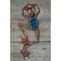 Wandobjekt Wanddekoration Frosch rostbraun blau Garten Balkon Terrasse Vintage