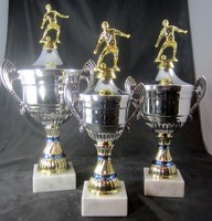 3er Serie Fußball Pokale, Pokal, 35,5- 29,7 cm inkl. Gravur silber/gold