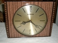 RAR edle Dugena Wanduhr ELEKTROMECHANISCH Nußbaumoptik Messing  Clock 60er
