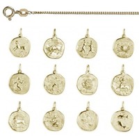 Ihr Sternzeichen Gravur Anhänger mit Namen Datum Echt Gold 333 mit AMD Kette