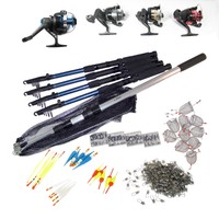 Angelset 519-tlg Angelrute 2,7m Rolle EF-200 Kescher Futterkörbe Karabiner Haken