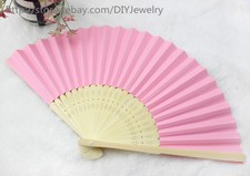20 x Pink Summer Ladies Hollow Outdoor Folding Colorful Paper Hand Fans Wedding