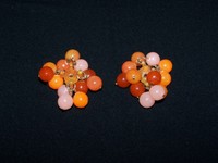 70er Jahre Ohrringe Clips Vintage Rotbraun/Orange/Hautfarben  Modeschmuck (66)