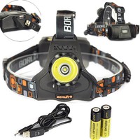 BORUiT 4000LM XM-L2 LED Stirnlampe USB Output Angeln Kopflampe 18650 Ladegerät