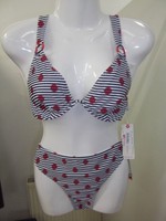 Damenbikini Blau/Weiß mit Roten Punkten Grösse 42 Cup 80 B von Esprit