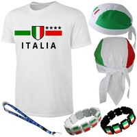 Italien T-Shirt Kinder + Fußball Fan Artikel Set 5 tlg.