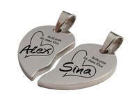 Partnerschmuck Partneranhänger 2-teiliges Herz Edelstahl Broken Heart mit Gravur