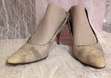 Vtg 50s Spike Heels Sling Back Shoes Pump Snakeskin Leather Palizzio 8 1/2