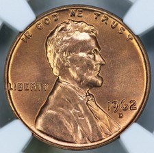 1962-D Ngc Ms66Rd Lincoln Cent