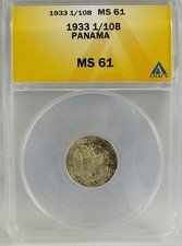 Panama 1933 1/10 Balboa Anacs Ms61
