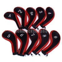 10pcs Golf Schlägerhaube Club Set Head Cover Neoprene Haube -Rot/Schwarz