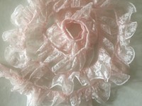 Gerüschte Tüll Spitze,Band,Deko,Borte,Hellrosa,45mm,lfm