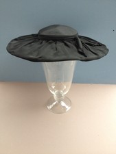 Fashionable Wide Brimmed Women's Hat 1950s Vintage Black Woven w/overlay fabric