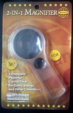Whitman 2-In-1 Magnifier Magnification 3X/6X Coins Stamps Gems Collectibles New