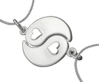 925 ECHT SILBER ☯ Yin-Yang mit Herz Partner- Freundschafts-Anhänger Kette option