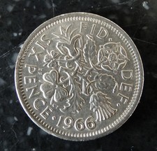 1966 Queen Elizabeth Sixpence - Birthday or Anniversary Present - Lucky Sixpence