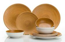 Blue 2-tone Bamboo Salad Bowl /& 2 Serving Utensils Garden Caravan Camping BBQ