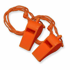 BULK Safety Plastic Whistle With Lanyard Orange Yellow for sale online 