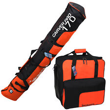BRUBAKER 'Grenoble' Kombi Set Stiefeltasche Helmtasche Skisack Weiß Gold 170cm 