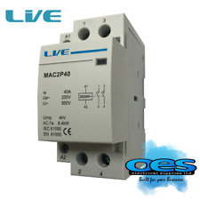 32 Amp 2 Pole Contactor AC 6.6kW Normally Open DIN Rail Mount Heating Lighting 