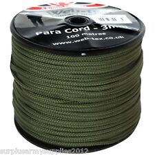 Kombat 3mm thick 15 m utility rope on spool 15 ft olive Green Para cord 