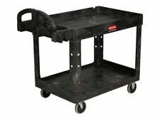 Husky Service Cart 2-Tier Plastic 4-Wheeled 500 lb. Capacity Black