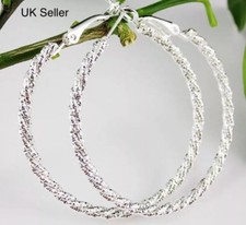 925 Sterling Silver Smooth Large Hoop Earrings Gift Uk Er 4cm 925 Sterling Silver Hoop Earrings Large Diamond Cut 50mm Twisted Rope Uk