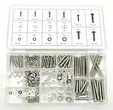 246pc Nuts & Bolts & Washers M3 M4 M5 M6 Grade 201Stainless Steel in Organiser