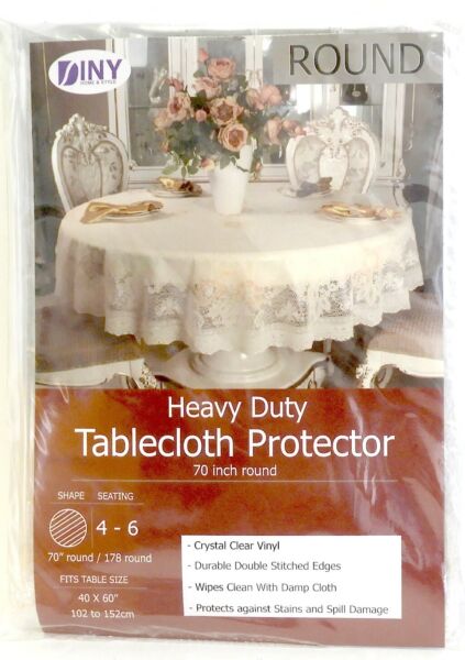 Linette 7 Piece 3-Ply Table Cover Absorbent Waterproof Plastic Back, White,
