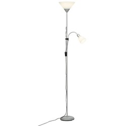 Deckenfluter Eric mit Dimmer Stehleuchte Stehlampe Nickel Matt Leselicht Weiß