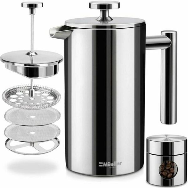Mueller French Press Double Insulated Premium 304 Stainless Steel Coffee Maker Photo Related