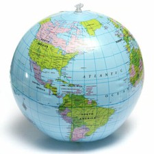 BLUE/" Political World 32/" Inflatable Earth Globe /"LT Blowup Beach Ball