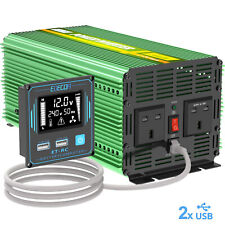 Pure sine wave 1500W 3000W Power Inverter 12V to 240V UK Outlets Green RENOSTER 