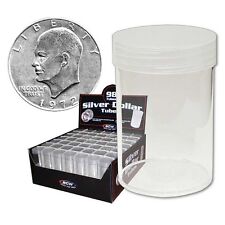 100 NEW BCW ROUND NICKEL CLEAR PLASTIC COIN STORAGE TUBES W/ SCREW ON CAPS 