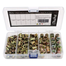 170pcs Set Rivet Nut Kit Mixed Zinc Steel Rivnut Insert Nutsert Threaded M3-M10 