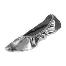Rumpf Bauchtanz Ballett Schläppchen silber Ledersohle ~NEU Gymnastik Turn 