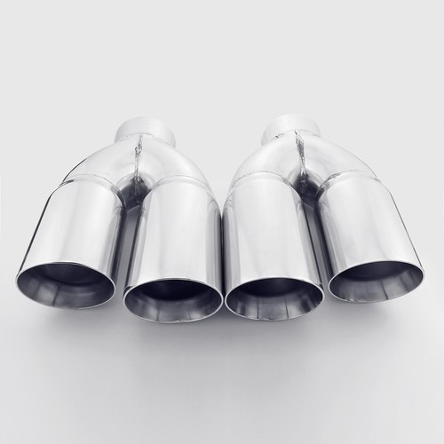 1Pair 3 Inlet Twin 3.5 Out 11.8 Long Dual Wall Quad 304 Stainless Exhaust Tip