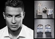 Men S Boy Ronaldo 8mm Square 18ct White Gold Plated Diamond Men S Boy Ronaldo 8mm Square 18ct White Gold Plated Diamond Crystal Earrings