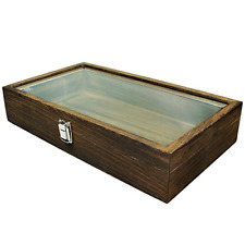 Brown Color MOOCA Wooden Jewelry display case with Tempered Glass Top Lid 