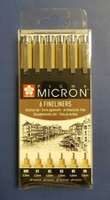 Pigma Micron Fineliner 6er Set 6 verschiedene Stärken Pigmentliner NEU /& OVP !