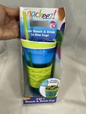 Snackeez Travel Snack & Drink Cup with Straw, Blue - SharpPrices