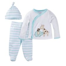 NEW Baby Boys 3 pc Layette Set 3-6 mos Shirt Pants Hat Outfit Sleep Thief Blue 