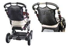 Wagennetz für Zwillingskinderwagen mit 7 Ankern Kinderwagentasche Tasche SCHWARZ