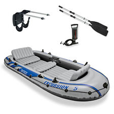 Pathfinder 4 Person Inflatable Raft Boat, Pump, 2 Oars Kayak River